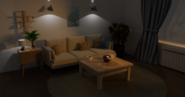 Living room 3D Модель .c4d .max .obj .3ds .fbx .stl .blend 