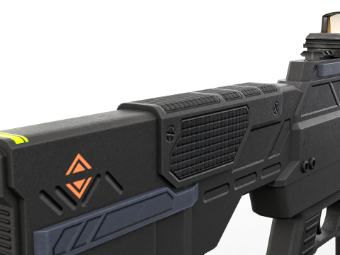Futuristic Silent Assault Rifle High-Tech Sci-Fi Weapon with Suppressor- Scope Tactical Add-ons Modèle 3D