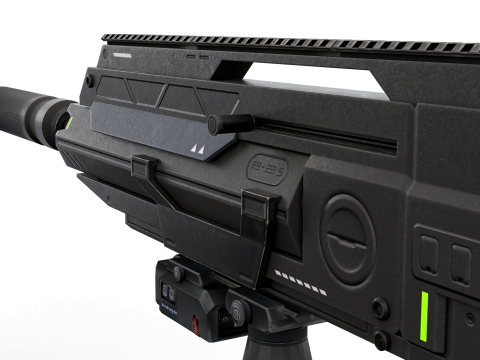 Futuristic Silent Assault Rifle High-Tech Sci-Fi Weapon with Suppressor- Scope Tactical Add-ons Modèle 3D