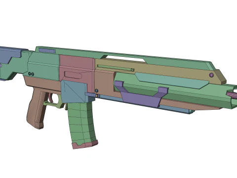Futuristic Silent Assault Rifle High-Tech Sci-Fi Weapon with Suppressor- Scope Tactical Add-ons 3D Model