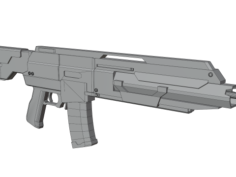 Futuristic Silent Assault Rifle High-Tech Sci-Fi Weapon with Suppressor- Scope Tactical Add-ons Modèle 3D