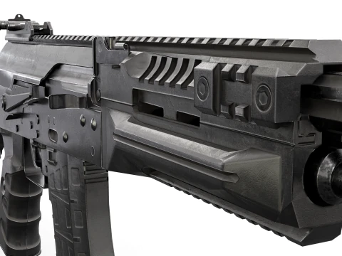 Modern Assault Rifle Tactical Weapon Game Ready 3D Model