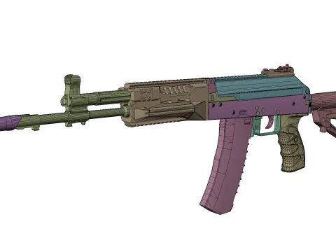 Modern Assault Rifle Tactical Weapon Game Ready 3D Model