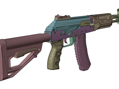 Modern Assault Rifle Tactical Weapon Game Ready 3D Модель