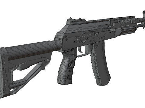 Modern Assault Rifle Tactical Weapon Game Ready 3D Модель