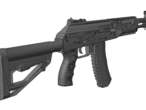 Modern Assault Rifle Tactical Weapon Game Ready 3D Model