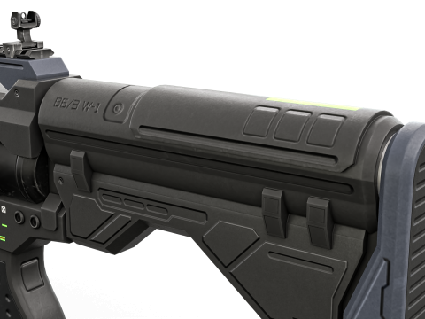 Futuristic Tactical Plasma Rifle Heavy Sci-Fi Energy Weapon with Green Power Core and Attachments 3D मॉडल