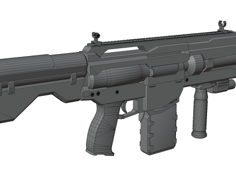 Futuristic Tactical Plasma Rifle Heavy Sci-Fi Energy Weapon with Green Power Core and Attachments 3D मॉडल