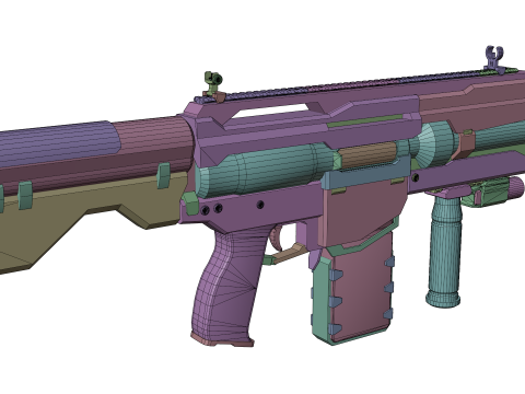 Futuristic Tactical Plasma Rifle Heavy Sci-Fi Energy Weapon with Green Power Core and Attachments 3D मॉडल