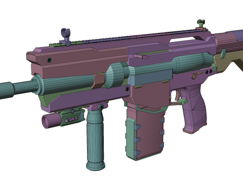 Futuristic Tactical Plasma Rifle Heavy Sci-Fi Energy Weapon with Green Power Core and Attachments 3D मॉडल