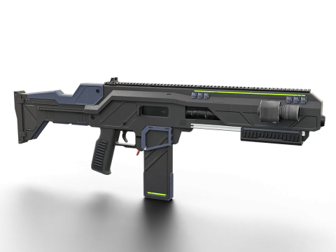 Low-Poly Sci-Fi Bullpup Rifle Futuristic Energy Weapon 3D Model