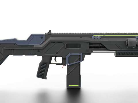 Low-Poly Sci-Fi Bullpup Rifle Futuristic Energy Weapon Model 3D
