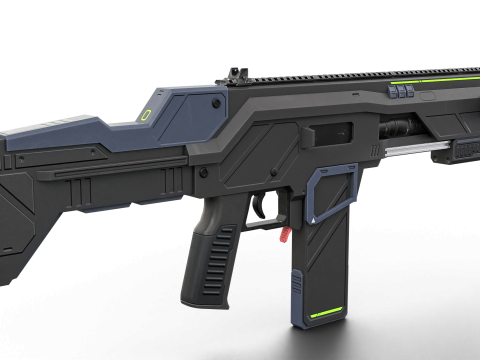 Low-Poly Sci-Fi Bullpup Rifle Futuristic Energy Weapon Model 3D