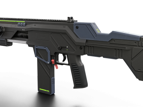 Low-Poly Sci-Fi Bullpup Rifle Futuristic Energy Weapon Model 3D