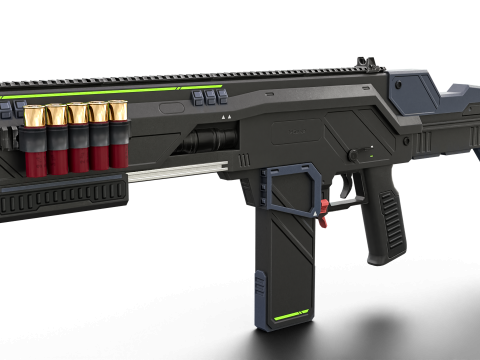Low-Poly Sci-Fi Bullpup Rifle Futuristic Energy Weapon Model 3D