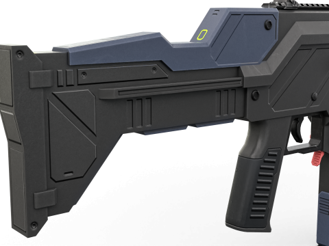 Low-Poly Sci-Fi Bullpup Rifle Futuristic Energy Weapon Model 3D