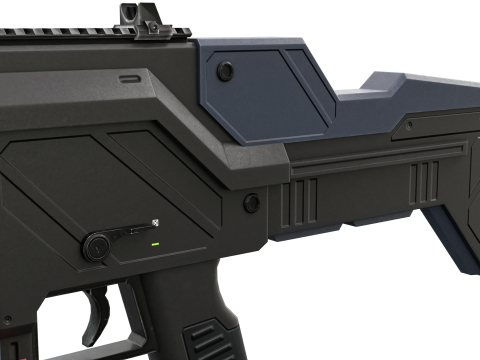 Low-Poly Sci-Fi Bullpup Rifle Futuristic Energy Weapon Model 3D