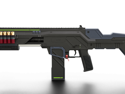 Low-Poly Sci-Fi Bullpup Rifle Futuristic Energy Weapon Model 3D