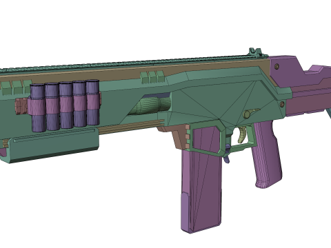 Low-Poly Sci-Fi Bullpup Rifle Futuristic Energy Weapon Model 3D