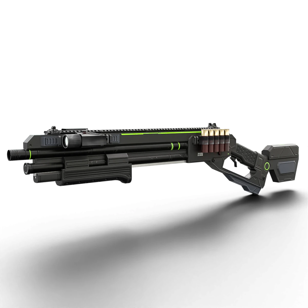 Low-Poly Sci-Fi Bullpup Rifle Futuristic Energy Weapon with Tactical Scope 3D Model .c4d .max .obj .3ds .fbx .stl .blend