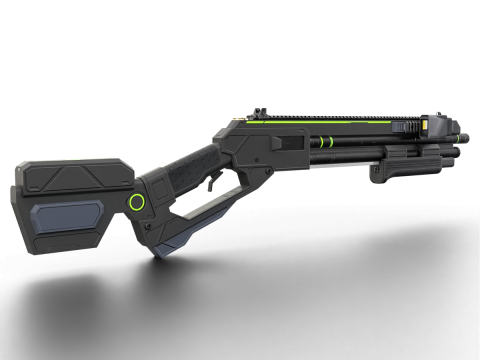 Low-Poly Sci-Fi Bullpup Rifle Futuristic Energy Weapon with Tactical Scope 3D Model