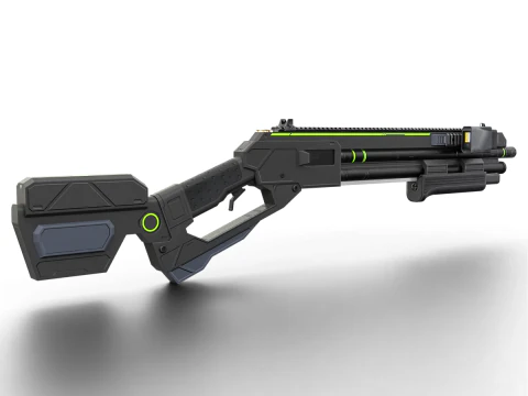 Low-Poly Sci-Fi Bullpup Rifle Futuristic Energy Weapon with Tactical Scope 3D Model