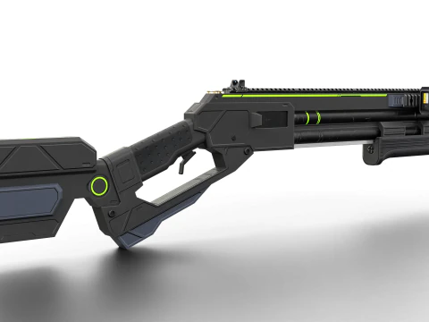 Low-Poly Sci-Fi Bullpup Rifle Futuristic Energy Weapon with Tactical Scope 3D Model
