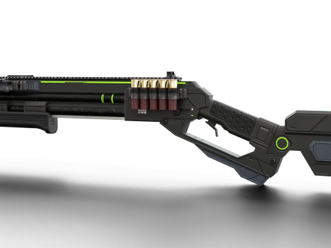 Low-Poly Sci-Fi Bullpup Rifle Futuristic Energy Weapon with Tactical Scope 3D Model