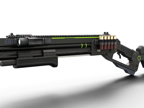 Low-Poly Sci-Fi Bullpup Rifle Futuristic Energy Weapon with Tactical Scope 3D Model