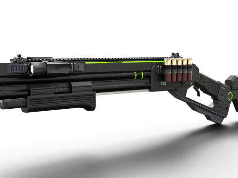 Low-Poly Sci-Fi Bullpup Rifle Futuristic Energy Weapon with Tactical Scope 3D Model