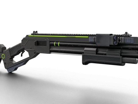 Low-Poly Sci-Fi Bullpup Rifle Futuristic Energy Weapon with Tactical Scope 3D Model