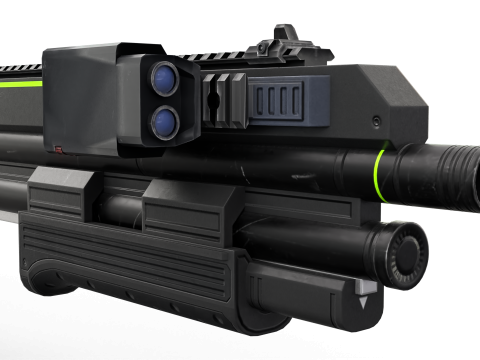 Low-Poly Sci-Fi Bullpup Rifle Futuristic Energy Weapon with Tactical Scope 3D Model
