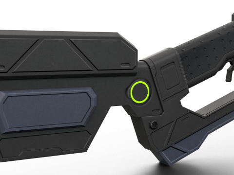 Low-Poly Sci-Fi Bullpup Rifle Futuristic Energy Weapon with Tactical Scope 3D Model