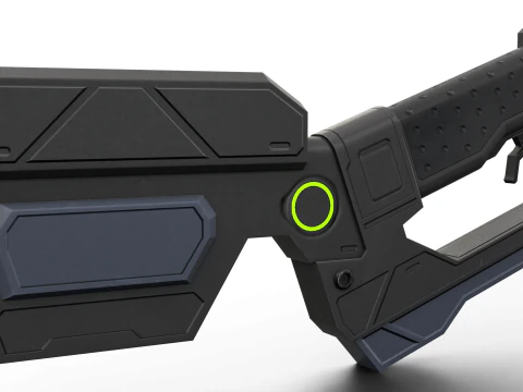 Low-Poly Sci-Fi Bullpup Rifle Futuristic Energy Weapon with Tactical Scope 3D Model