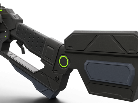 Low-Poly Sci-Fi Bullpup Rifle Futuristic Energy Weapon with Tactical Scope 3D Model