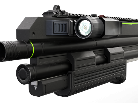 Low-Poly Sci-Fi Bullpup Rifle Futuristic Energy Weapon with Tactical Scope 3D Model