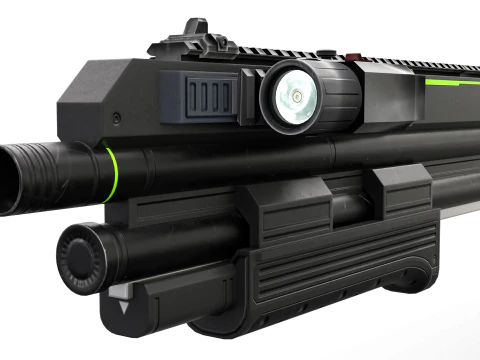 Low-Poly Sci-Fi Bullpup Rifle Futuristic Energy Weapon with Tactical Scope 3D Model