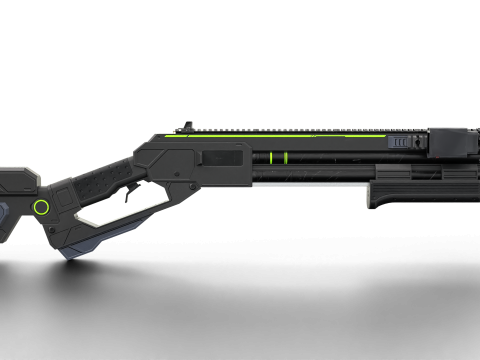Low-Poly Sci-Fi Bullpup Rifle Futuristic Energy Weapon with Tactical Scope 3D Model