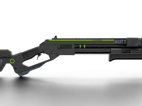 Low-Poly Sci-Fi Bullpup Rifle Futuristic Energy Weapon with Tactical Scope 3D Model