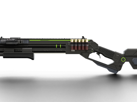 Low-Poly Sci-Fi Bullpup Rifle Futuristic Energy Weapon with Tactical Scope 3D Model