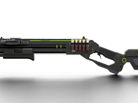 Low-Poly Sci-Fi Bullpup Rifle Futuristic Energy Weapon with Tactical Scope 3D Model