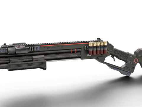Low-Poly Sci-Fi Bullpup Rifle Futuristic Energy Weapon with Tactical Scope 3D Model