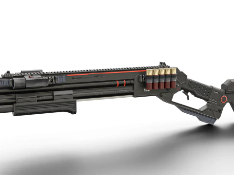 Low-Poly Sci-Fi Bullpup Rifle Futuristic Energy Weapon with Tactical Scope 3D Model
