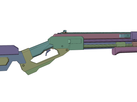 Low-Poly Sci-Fi Bullpup Rifle Futuristic Energy Weapon with Tactical Scope 3D Model