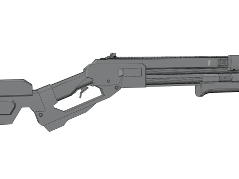 Low-Poly Sci-Fi Bullpup Rifle Futuristic Energy Weapon with Tactical Scope 3D Model