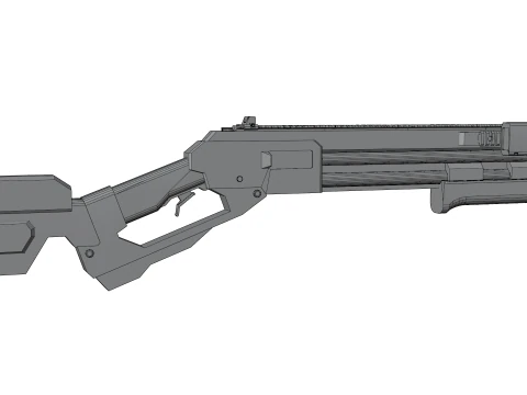 Low-Poly Sci-Fi Bullpup Rifle Futuristic Energy Weapon with Tactical Scope 3D Model