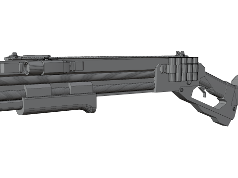 Low-Poly Sci-Fi Bullpup Rifle Futuristic Energy Weapon with Tactical Scope 3D Model
