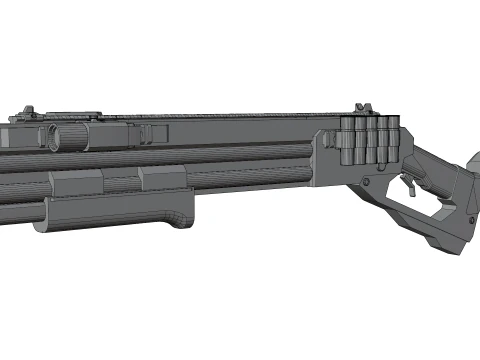 Low-Poly Sci-Fi Bullpup Rifle Futuristic Energy Weapon with Tactical Scope 3D Model