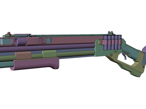 Low-Poly Sci-Fi Bullpup Rifle Futuristic Energy Weapon with Tactical Scope 3D Model
