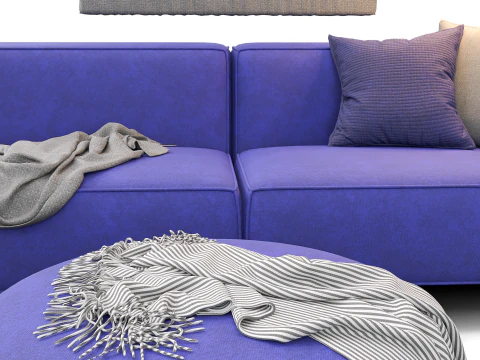 Modern Minimal Living Room Scene with Violet Sofa and Metallic Accents 3D Model